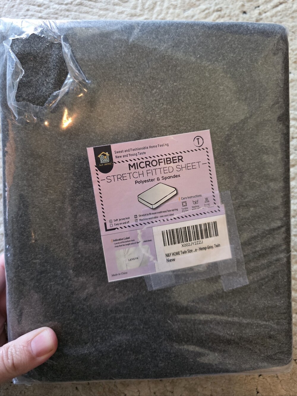 Gray twin fitted sheet - NEW microfiber